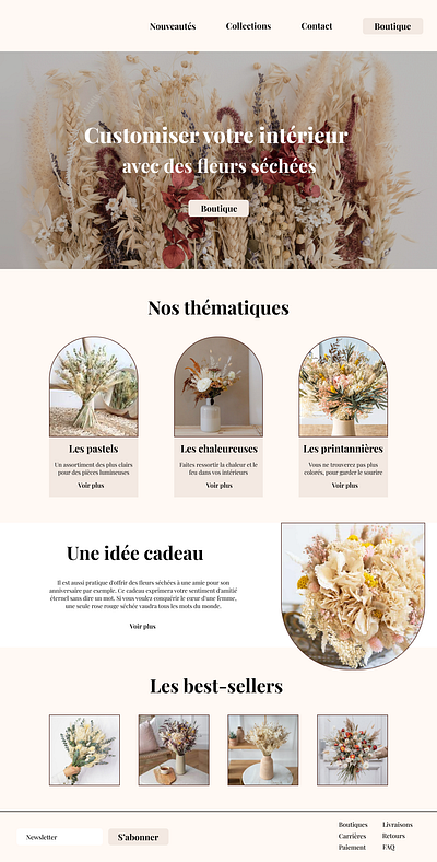 Site internet fleurs séchées app branding design graphic design illustration landing page logo typography ui ux ux design vector webdesign website