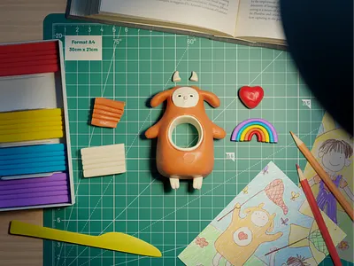 Clay Cow (Korivka) 3d blender clay creature kids rizomuv ui
