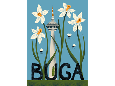 BUGA 2023 Mannheim air architecture blue buga caterpillar eco festival flowers graphic design green illustration illustrator insects scale sustainable tower urban