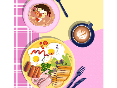 breakfast adobe illustrator breakfast coffee food food illustration illustration vector vector illustration