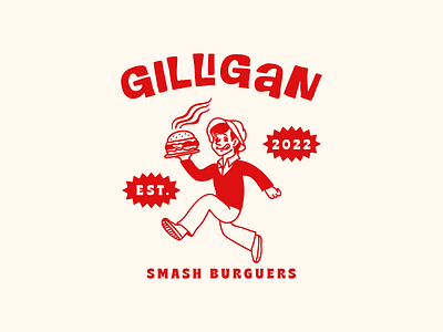 Gilligan Restaurant Logo branding burger logo graphic design logo mascot logo restaurant logo retro lineart retro logo
