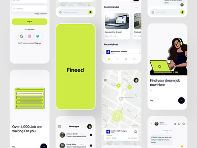 Job finder app app design app ui card career employment find job freelance marketplace hire hiring job board job finder job listing job search jobseeker mobile mobile app mobile application ui uidesign ux