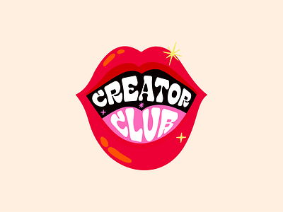 Creator Club Logo branding graphic design lips logo mouth mouth logo retro logo speak typography logo vector