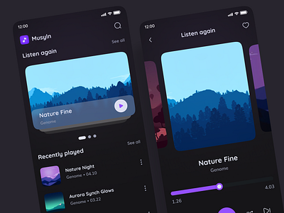 Musyln | App Design app audioplayer darkmode design mobile music musicapp ui