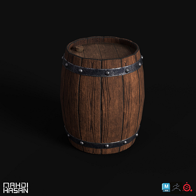 Wooden Barrel 3D Model 3d 3d art 3d mode 3d modeling barrel game asset maya props render substance painter texturing wooden zbrush