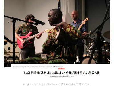 WSUV VanCougar Article - September 2018 article black panther brand design branding colorful copy copywriting massamba media news writer writing