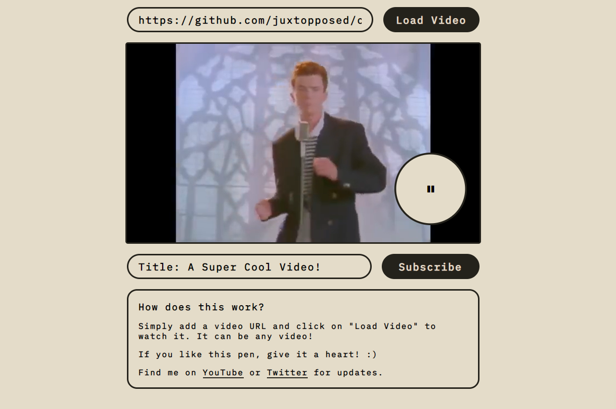Pens tagged 'rickroll' on CodePen