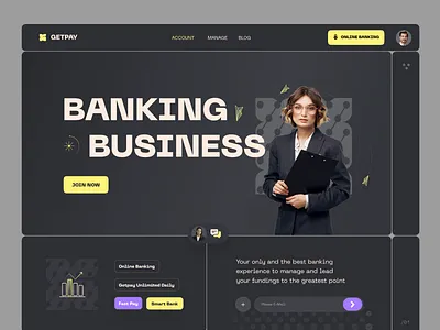 Banking web hero app banking banking app black dark elegant finance fintech illustration money online product service transfer ui ux uxdesign wallet web women
