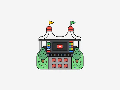 Google Adventure 22 - Badges art blue design geometric google illustration octopus red vector yellow