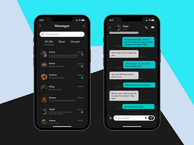 Daily UI #13 - Direct Messaging 013 100daysdesignchallenge daily ui 013 dailyui dailyui 013 dailyui 013 designs dailyui013 dailyuichallenge darkmode design direct messaging message message app messaging app minimal mobile ui ui ui mobile uidaily ux