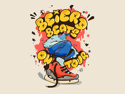 BEIERD BEATS POSTER bird character design colourfull design graffiti hiphop icon icons illustration logo sneaker typography vector