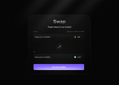 Cryptet | Swap Dark Mode assets binance blockhain crypto cryptocurrency dark dashboard design product product design swap trade ui ux wallet web app