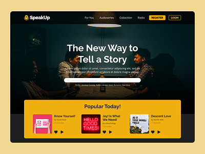 SpeakUp - Podcast Portal Exploration graphic design hero section home page landing page podcast ui website