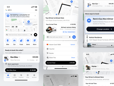 Ren - Taxi Booking Mobile App 🚙 app design application booking app business delivery driver food app food delivery gojek grab ios design mobile design online deliver passenger ride booking ride sharing app taxi app taxi booking taxi online uber