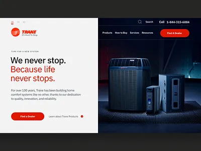 Trane Homepage graphic design product design ui web
