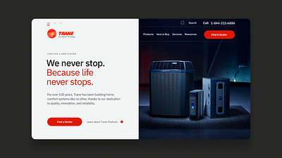 Trane Homepage graphic design product design ui web