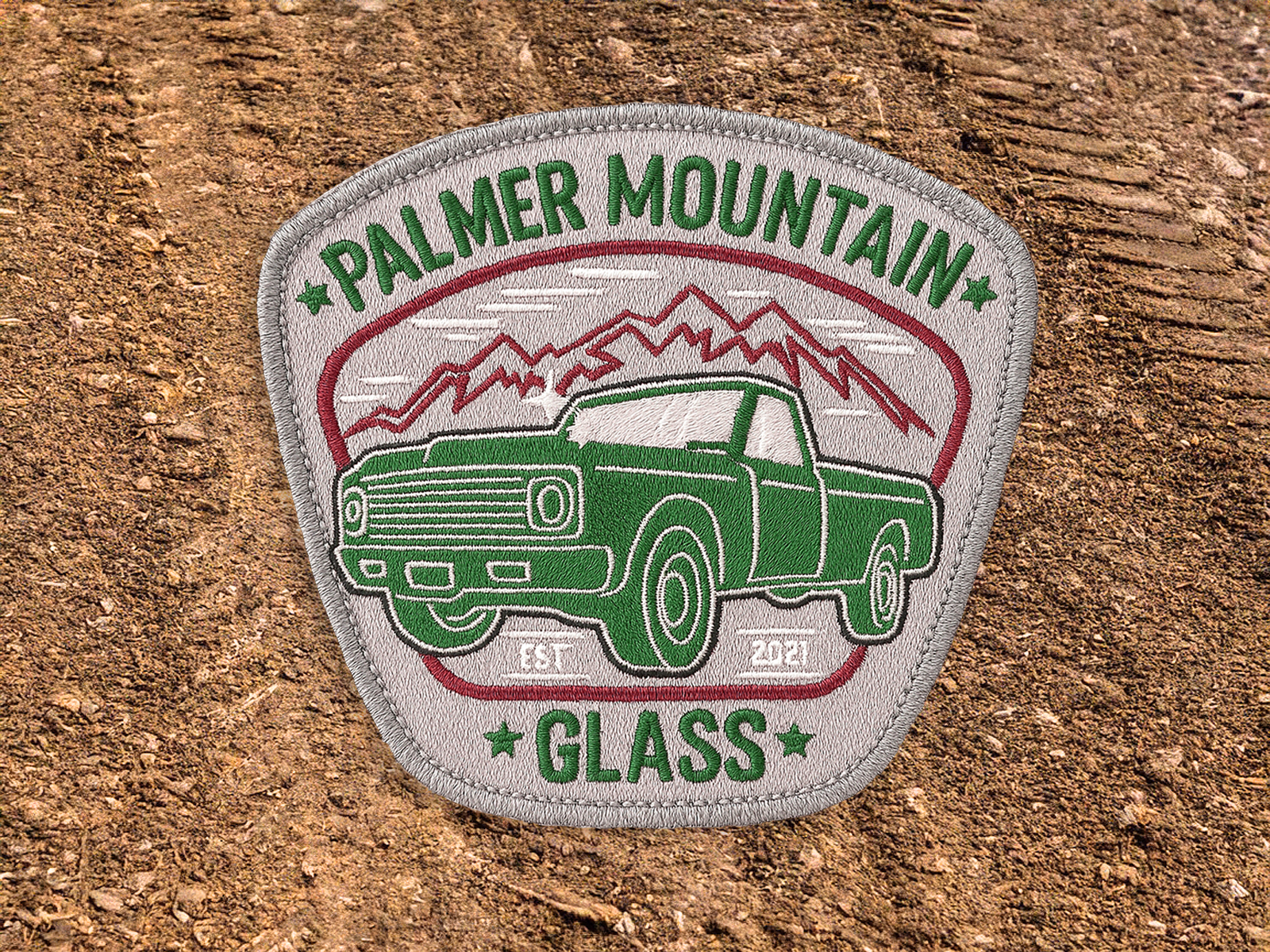 Palmer Mountain Glass Emblem adobe adobe illustrator adobeillustrator brand design branding colorful contractor design emblem graphic design illustration illustrator logo logomark mountains patch symbol truck vector