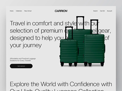 Carrion - Suitcase Marketplace Website Animation animation case design design interaction essentials inspiration interaction landing page landing page animation market marketplace suitcase travel travelling ui uiux web web design website website animation