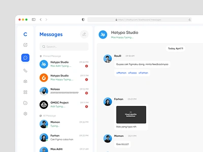 Chatty - Message Dashboard call chat chat dashboard community group message message dashboard messaging product product design sent video call