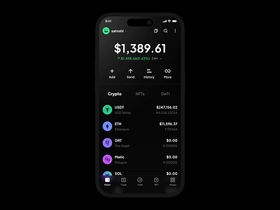 Crypto Wallet - X animation app btc crypto earn finance invest nft swap trade ui ux wallet wantline