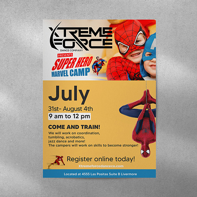Super Hero Marvel Camp Flyer color design flyer graphic design marvel dc super hero
