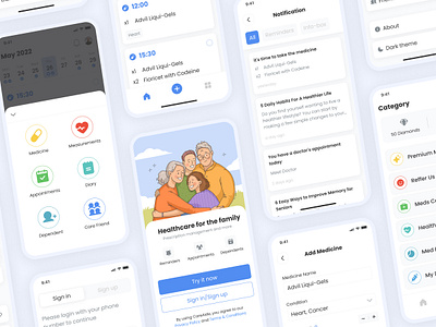Healthcare | Medicine Reminder app design graphic design illustration typography ui ux
