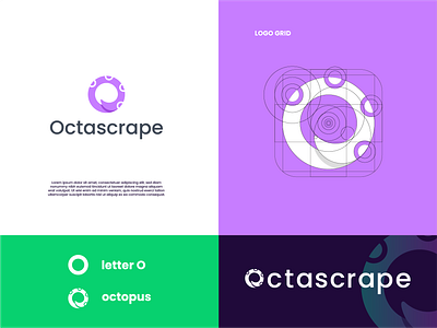 Octascrape branding branding identity design icon leter o logo logo concept logo design o octopus tech technology website