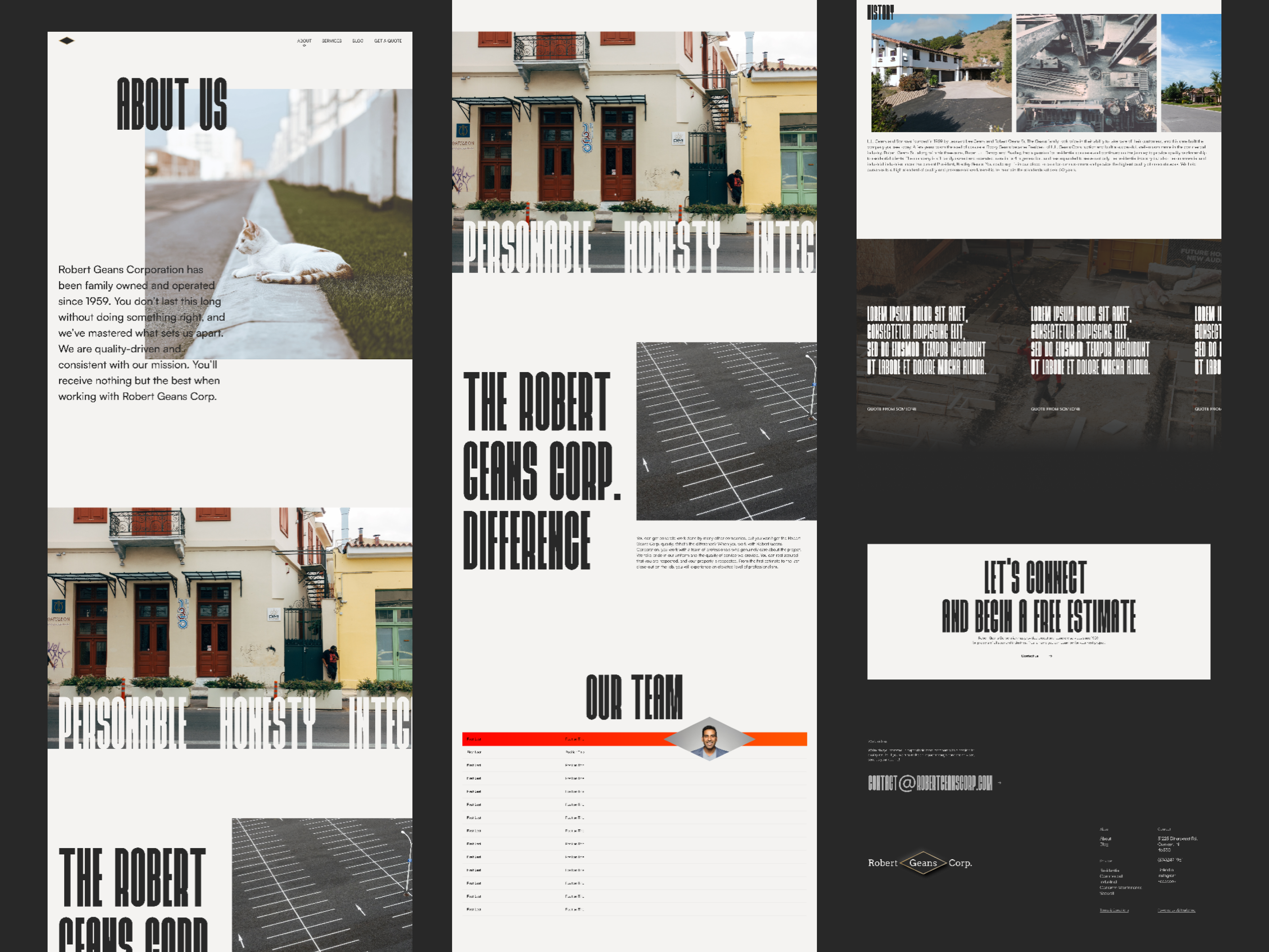 Example of Robert Geans Corp. - About Us Page