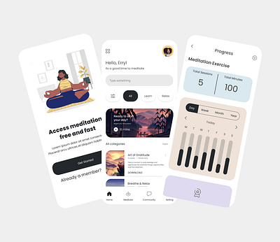 Meditation app UI design app design ui ux
