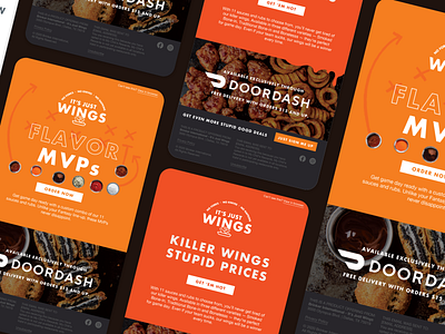 It's Just Wings Sign-Up Campaign branding crm email design newsletter restaurant typography wings