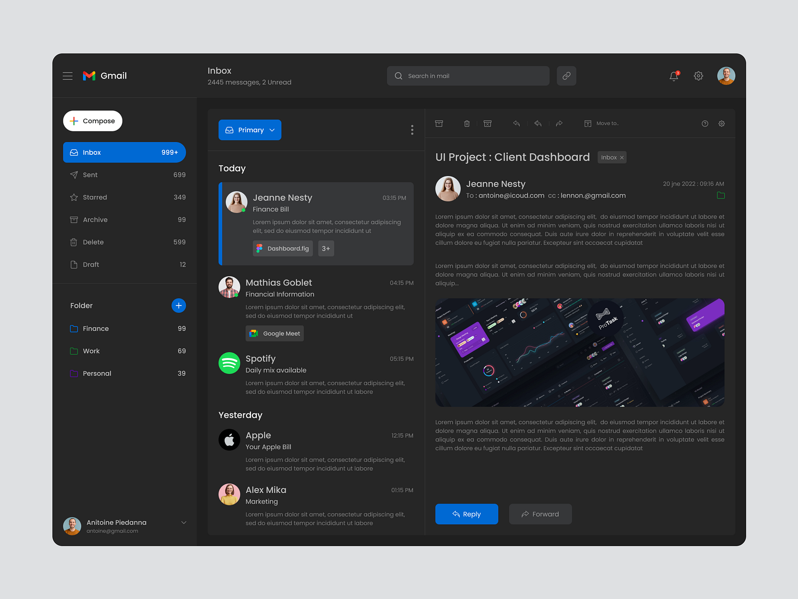 Gmail Redesign by Pixelfit on Dribbble