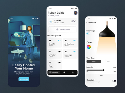 SmartSync - Smart home app with smart watch interaction androidapp designtrend graphic design mobile newdesign smartdevice smarthome smarthomeapp trending app ui