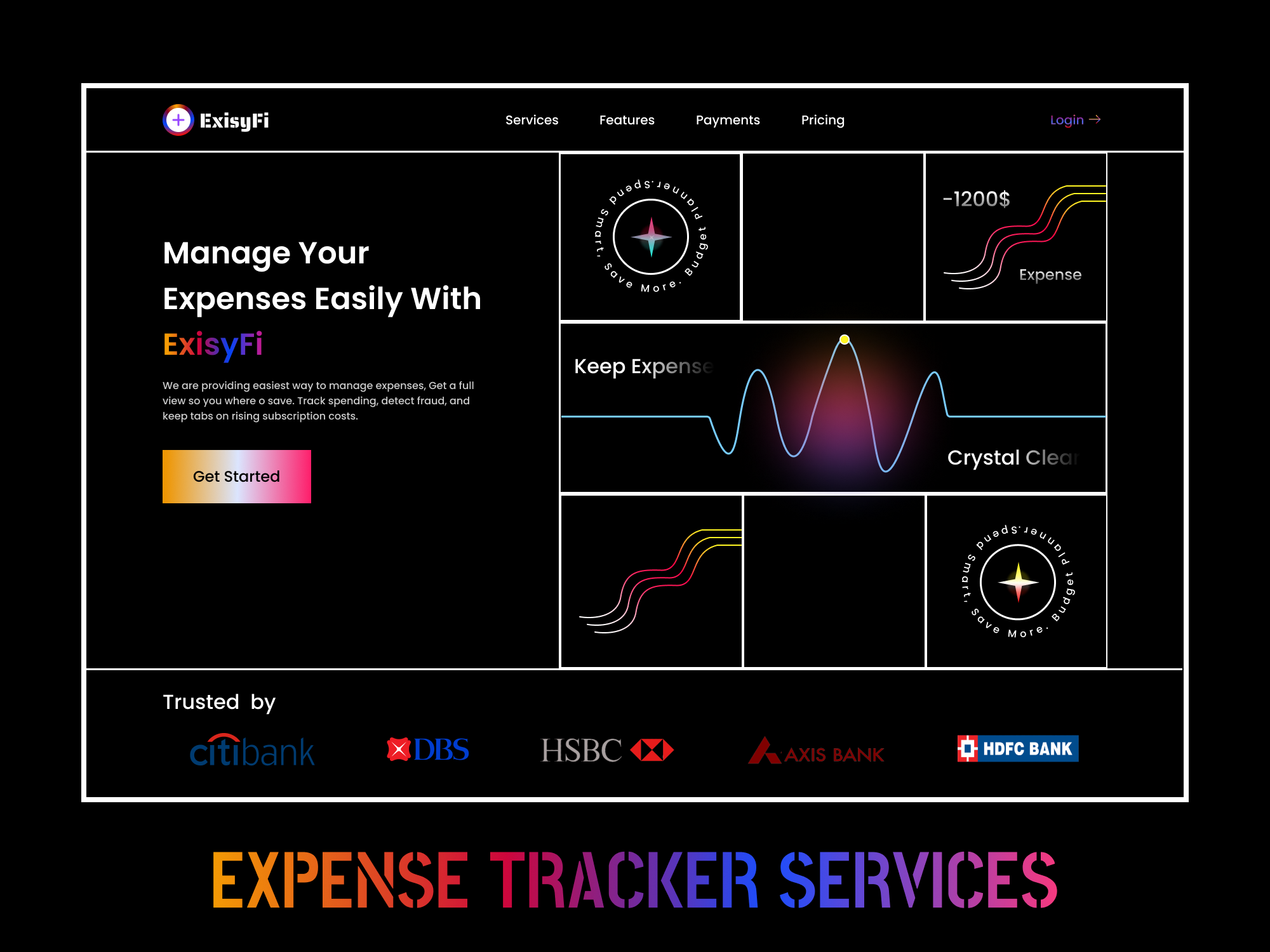 Expense Tracker Services Landing Page branding challenge design ui user user research uxdesign
