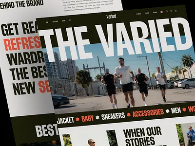 Varied - Fashion Store Website brand clothingstore design ecommercewebsite fashionappdesign fashionweb figma figmadesign figmamockuo landing page design mockup modern design startup ui uidesign uiuxdesign webdesign webmockup website woocommerce