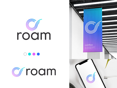 roam, visual identity (Used Concepts) abstract brand identity branding coin logo crypto logo flow gradient logo lineat logo logo agency logo design logo desiner logo mark meanongful logo minimalist logo monogram professional logo simple logo symbol technology