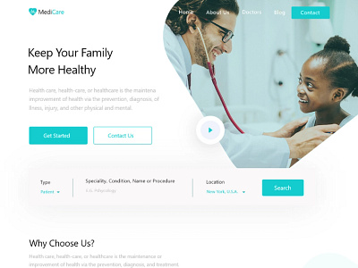 Medi care - Health landing page branding design graphic design healt care app illustration medicare minimal