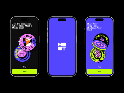 MOOT UI 3d android app brand branding design geometry graphic design illustration ios logo mark minimal splash ui