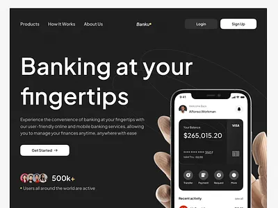 Banku - Digital Bank Website (Hero) app bank bank app design digital bank finance finance management hero hero section mobile mobile app money money app ui ui design website