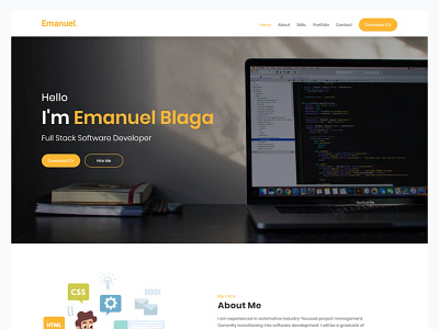 Emanuel - Personal portfolio banner branding creative site graphic design personal portfolio website