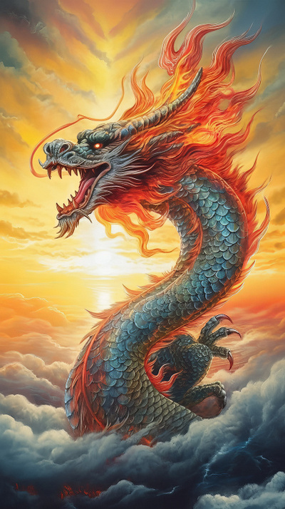 Chinese dragons and lions china chinese dragon graphic design illustration lion traditional