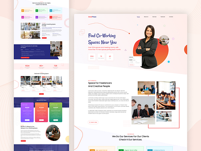 Find Co-working Space Web UI co working colors concept creaive design detail find landing page office saas simple space tranding typography ui uiux unique ux web page website