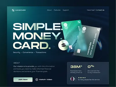 Handover - Finance Website bank bank card banking banking app digital banking finance finance app financial fintech home page homepage landing page landingpage mobile banking money ui web web design website website design