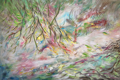 Impression - branches in water Painting abstract acrylic branches canvas illustration impression impressionism landscape nature original painting pastels traditional art traditional painting wall art water