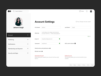 Medium Settings Redesign accountsettings app appdesign branding dailyui design graphic design illustration logo minimal settings settingspage ui uidesign uiuixdesigner uiux uxdesign uxui webdesign webpage