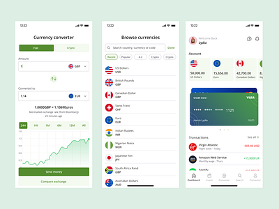 Currency exchange fintech app browse currencies currency converter currency exchange app dashboard figma fintech mobile app ui ux