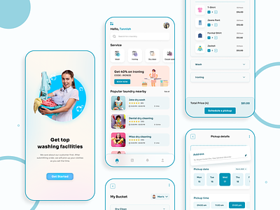 App Design - Dry Clean and Laundry Service animation app design application design dryclean figma hiring landing page laundry marketing online business resource service shoe clean uiux