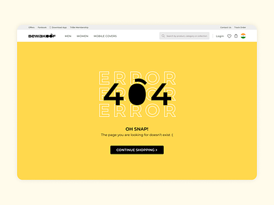 404 Page for Bewakoof.com 04 404page app appdesign branding dailyui design error page graphic design illustration logo minimal ui uidesign uidesigner uiux uiweb uxui uxuidesign webdesign