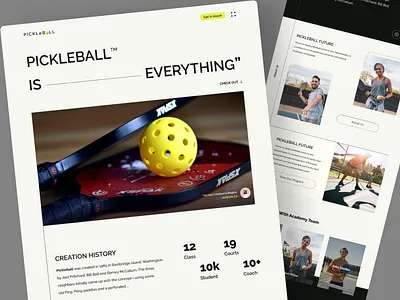 Pickleball Landing page clean design design web exercise light minimal ui ui design ui web uiux user interface ux web web design website