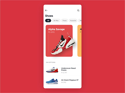 First Motion Design - Shoe Store App after effects animation figma interactive design motion design motion graphics ui ui design uiux