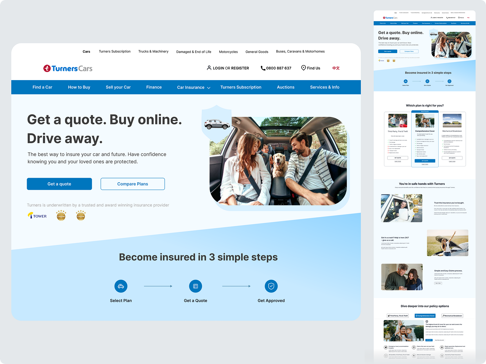Redesign concept of Turners Cars car insurance website by Jun